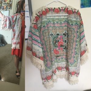 Funky floral tapestry cardigan, hand made